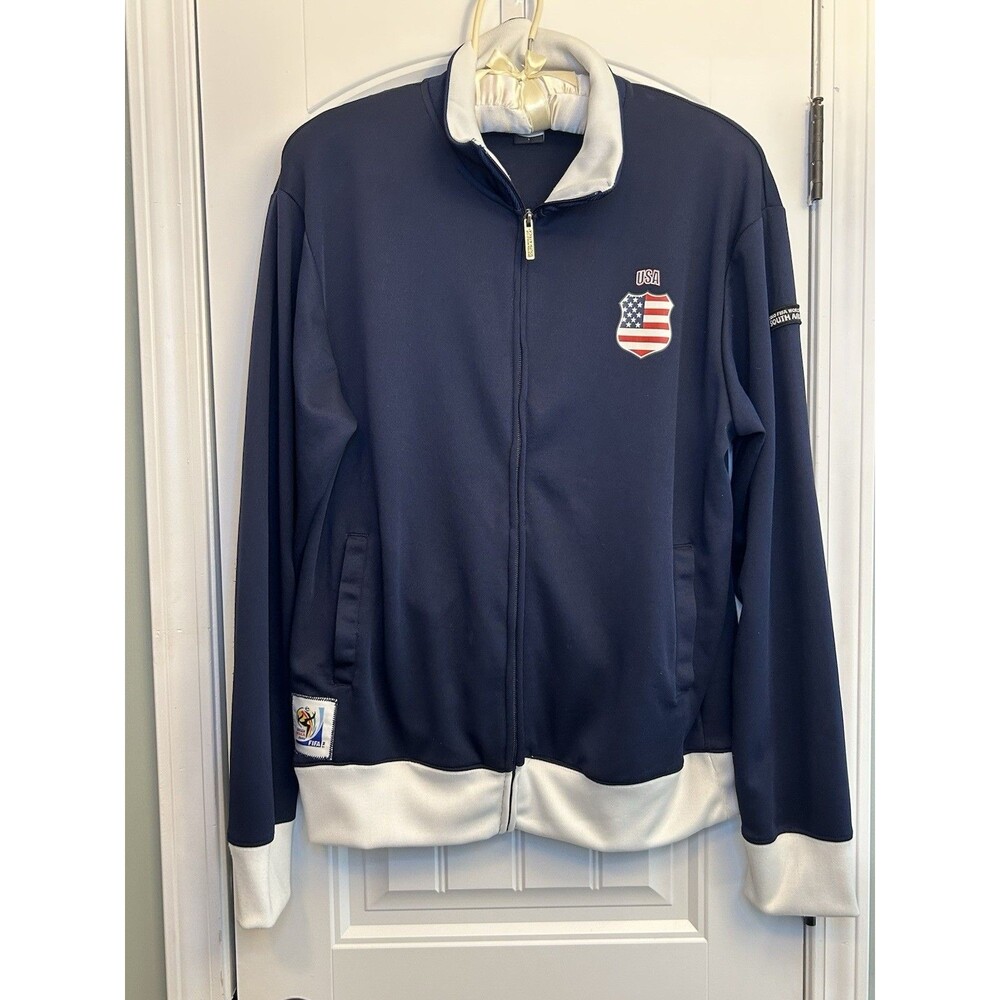 FIFA 2010 World Cup South Africa USA Men’s Lrg Navy Full Zip Soccer Track Jacket - Picture 11 of 16
